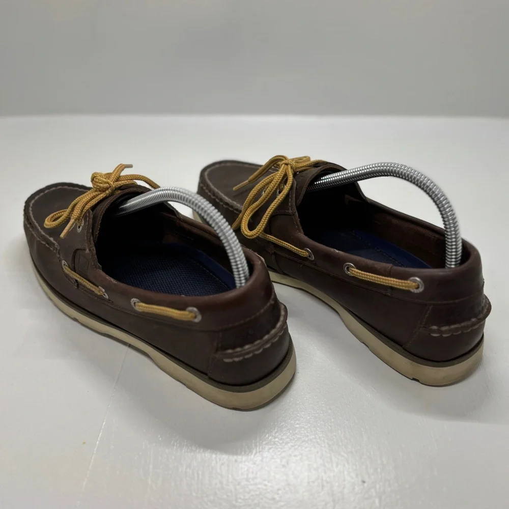 Sperry Men’s Brown Leather Boat Shoes Size 7.5M Classic Moc Toe Deck Shoes